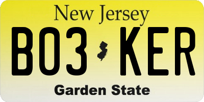 NJ license plate B03KER