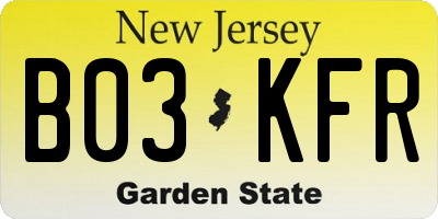 NJ license plate B03KFR