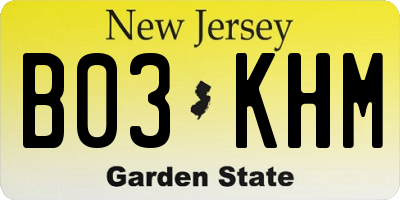 NJ license plate B03KHM