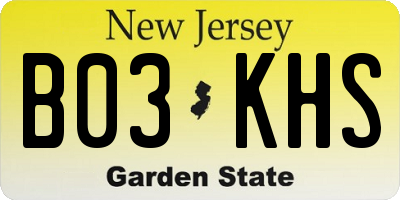 NJ license plate B03KHS