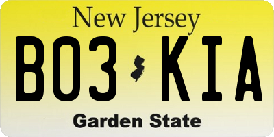 NJ license plate B03KIA