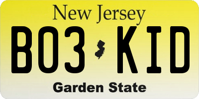NJ license plate B03KID