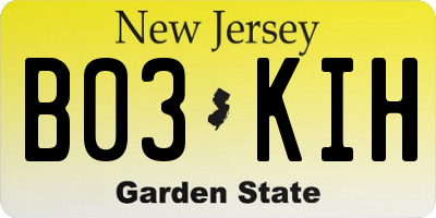 NJ license plate B03KIH
