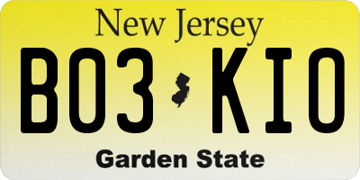 NJ license plate B03KIO