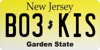 NJ license plate B03KIS