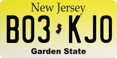 NJ license plate B03KJO