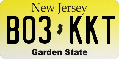NJ license plate B03KKT