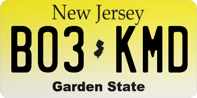 NJ license plate B03KMD