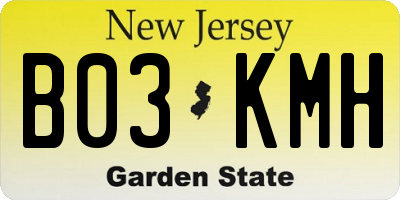 NJ license plate B03KMH