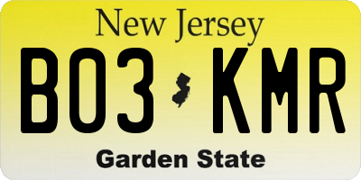 NJ license plate B03KMR