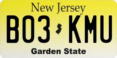 NJ license plate B03KMU