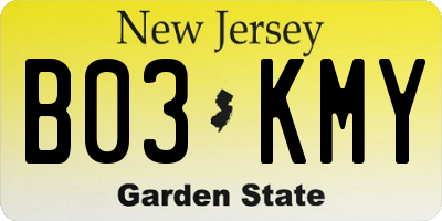 NJ license plate B03KMY