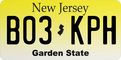 NJ license plate B03KPH
