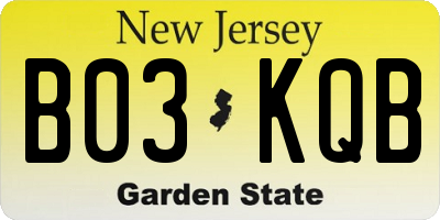 NJ license plate B03KQB