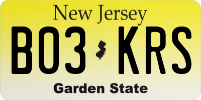NJ license plate B03KRS