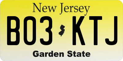 NJ license plate B03KTJ