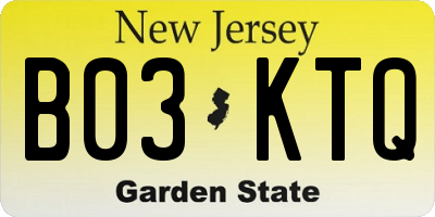 NJ license plate B03KTQ