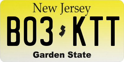 NJ license plate B03KTT