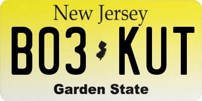 NJ license plate B03KUT