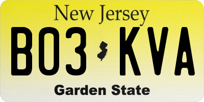 NJ license plate B03KVA
