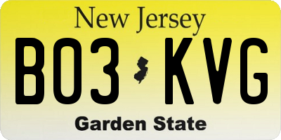 NJ license plate B03KVG