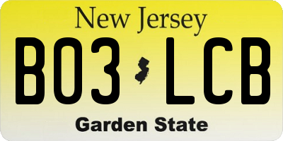 NJ license plate B03LCB
