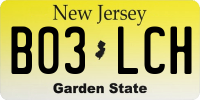 NJ license plate B03LCH