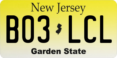 NJ license plate B03LCL