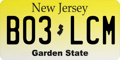 NJ license plate B03LCM