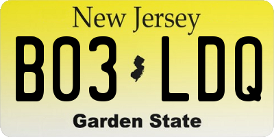NJ license plate B03LDQ