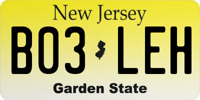 NJ license plate B03LEH