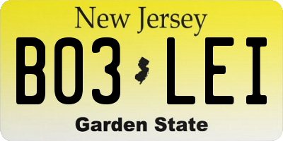 NJ license plate B03LEI