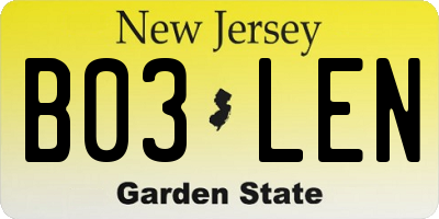 NJ license plate B03LEN
