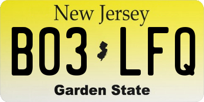 NJ license plate B03LFQ