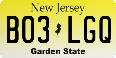 NJ license plate B03LGQ