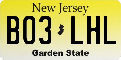 NJ license plate B03LHL
