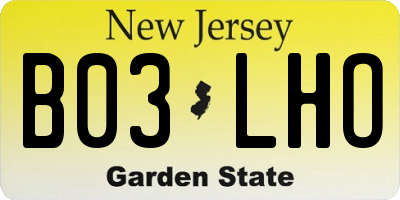 NJ license plate B03LHO
