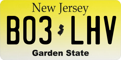 NJ license plate B03LHV