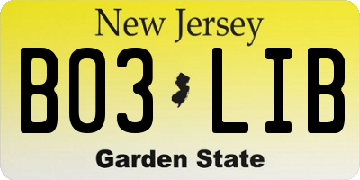 NJ license plate B03LIB