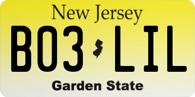 NJ license plate B03LIL
