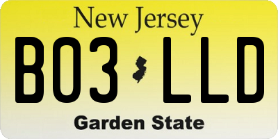 NJ license plate B03LLD