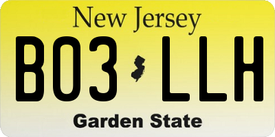 NJ license plate B03LLH