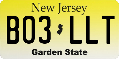 NJ license plate B03LLT