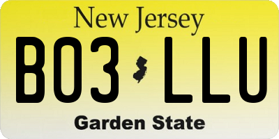 NJ license plate B03LLU