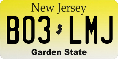 NJ license plate B03LMJ