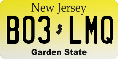 NJ license plate B03LMQ