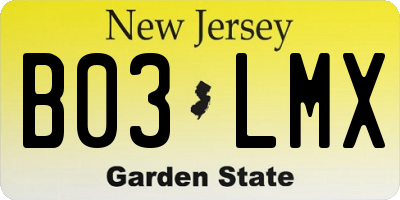 NJ license plate B03LMX