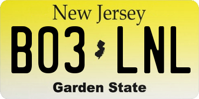 NJ license plate B03LNL