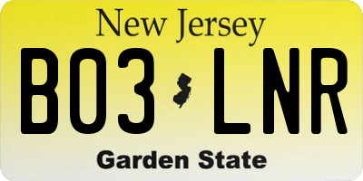NJ license plate B03LNR