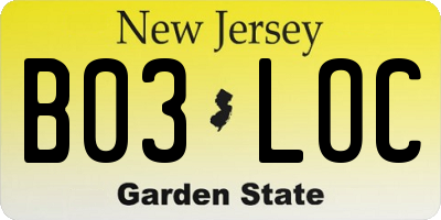 NJ license plate B03LOC